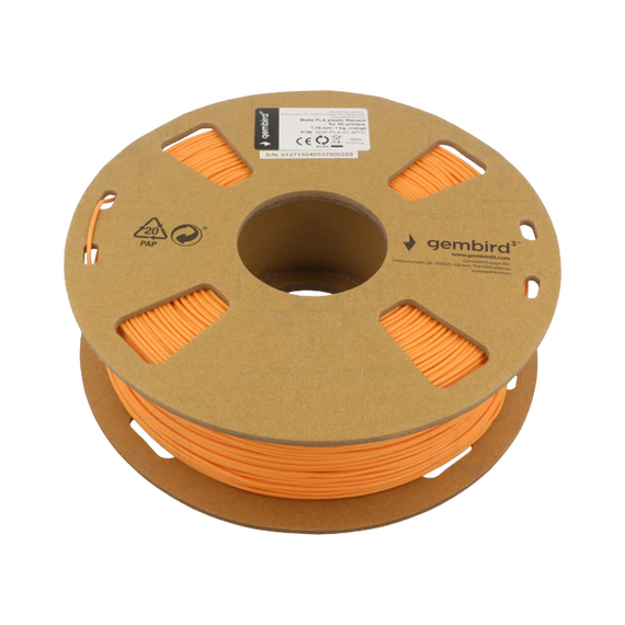 Filament pentru imprimantă 3D Gembird 3DP-PLA-01-MTO, PLA, Orange Mată, 1.75 mm, 1kg