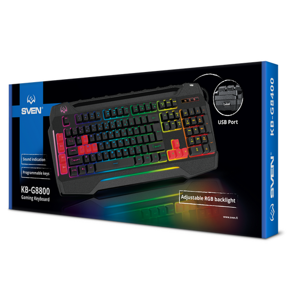 Tastatură SVEN KB-G8800, Cu fir, Negru, 3 image