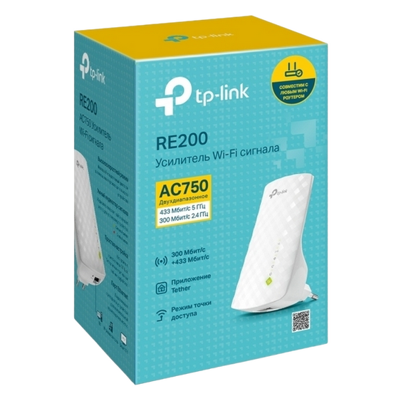 Amplificator de semnal Wi‑Fi TP-LINK RE200, 300 Mbps, 433 Mbps, Alb, 2 image