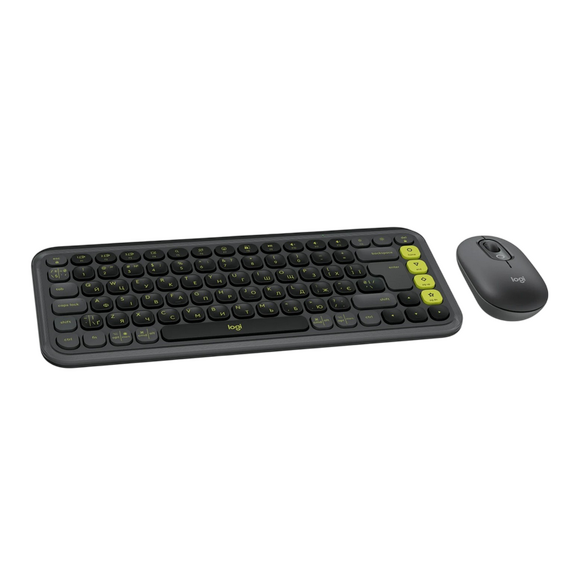 Set Tastatură + Mouse Logitech POP ICON Combo, Fără fir, Grafit | Verde, 3 image