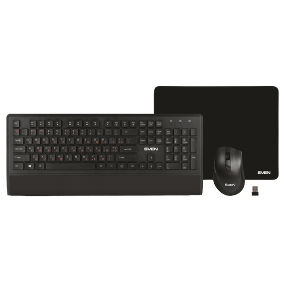 Set Tastatură + Mouse + Mouse Pad SVEN KB-C3800W, Fără fir, Negru