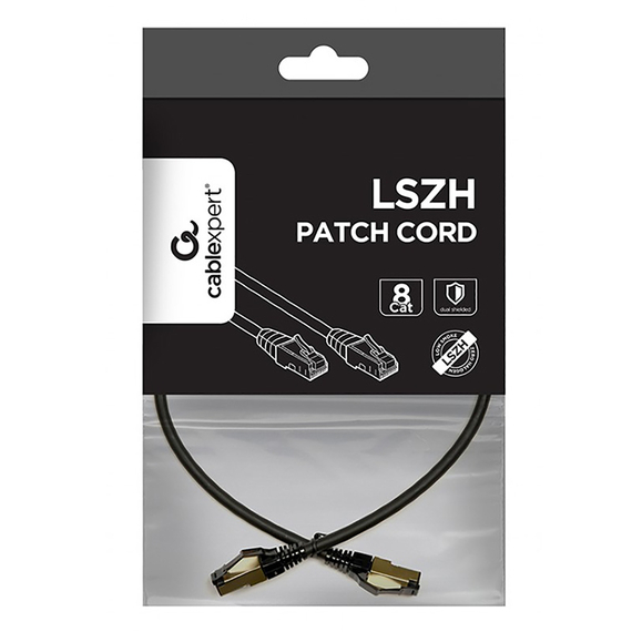 Patch cord Cablexpert PP8-LSZHCU-BK-0.25M, Cat8 S/FTP, 0,25m, Negru, 3 image