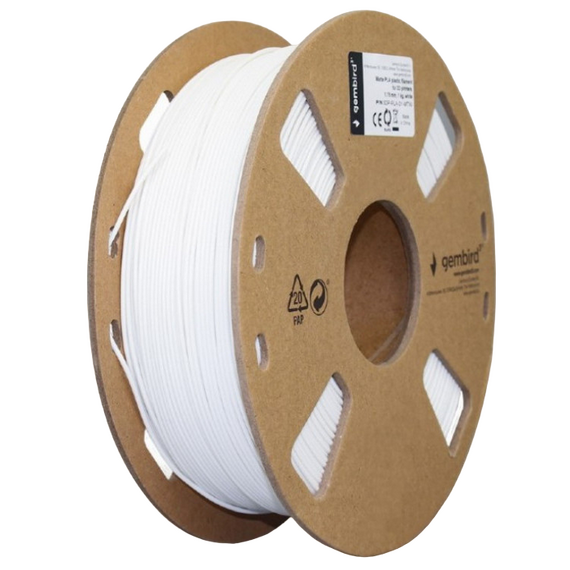 Filament pentru imprimantă 3D Gembird 3DP-PLA-01-MTW, PLA, Alb Mată, 1.75 mm, 1kg, 3 image