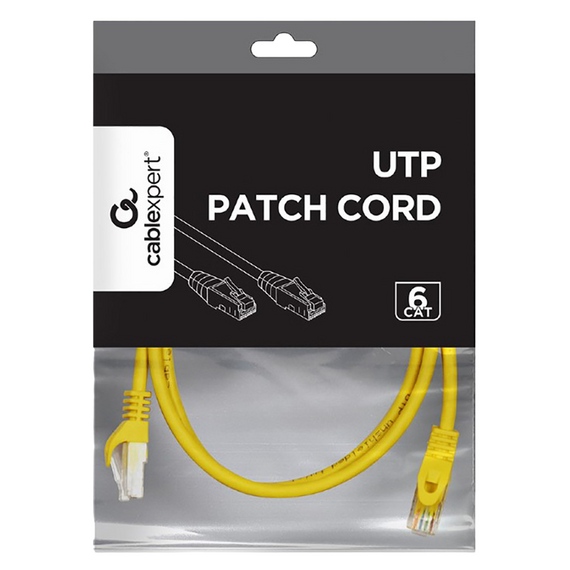 Patch cord Cablexpert PP6U-0.5M/Y, Cat6 UTP, 0,5m, Galben, 2 image