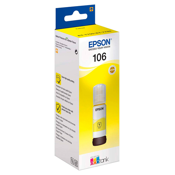 Recipient de cerneală Epson 106 EcoTank, C13T00R440, Galben, 2 image