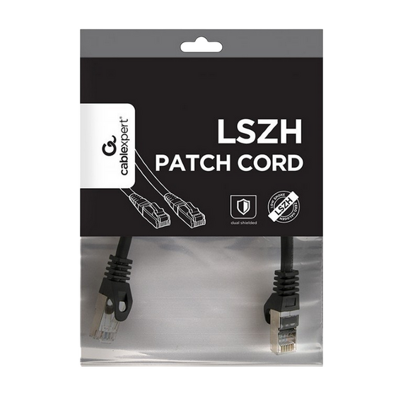 Patch cord Cablexpert PP6A-LSZHCU-0.25M, Cat6A SSTP, 0,25m, Negru, 2 image