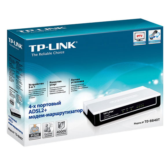 Modem ADSL TP-LINK TD-8840T, ADSL/ADSL2/ADSL2 + până la 24 Mbps, Negru, 2 image
