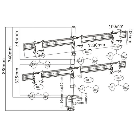 Suport birou pentru monitoare Reflecta PLANO Desk 23-1010S, Argintiu, 3 image
