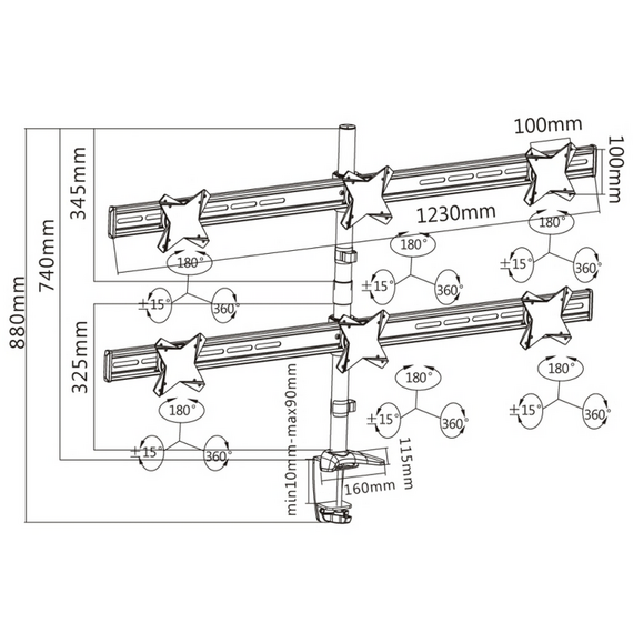 Suport birou pentru monitoare Reflecta PLANO Desk 23-1010S, Argintiu, 2 image