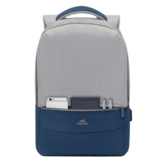 Rucsac pentru Laptop RivaCase Prater, 15.6", Poliester, Gri/Albastru, 3 image