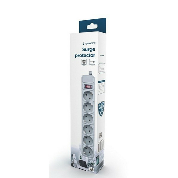 Prelungitor electric Gembird GMB SPG6-B-6C, 6 Prize, 1,8 m, Gri, 2 image
