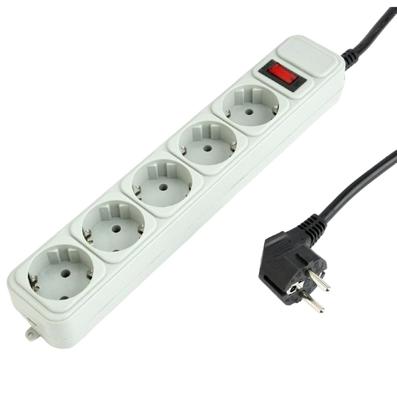 Prelungitor electric Gembird GMB SPG3-B-6C, 5 Prize, 1,8 m, Alb