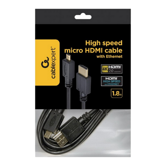 Cablu Video Cablexpert CC-HDMID-6, HDMI (M) - micro-HDMI (M), 1.8 m, Negru, 2 image