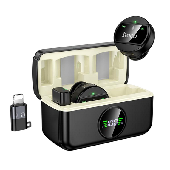 Microfon portabil pentru înregistrare vocală Hoco L22, Fără fir, Negru, 2 image