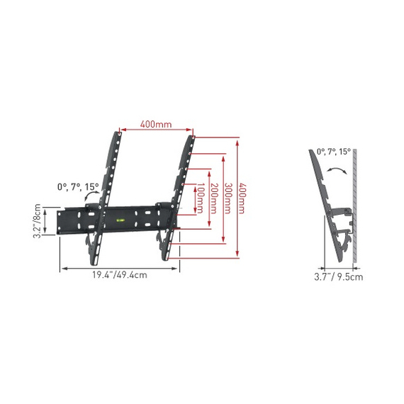 Suport înclinat pe perete BARKAN 31H, Negru, 2 image