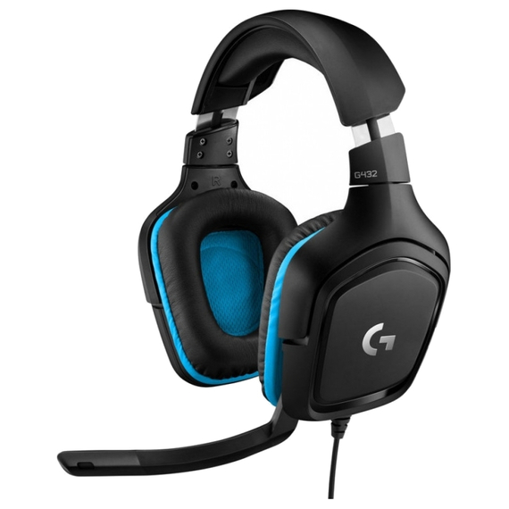 Căști gaming Logitech G432, Cu fir, Negru/Albastru