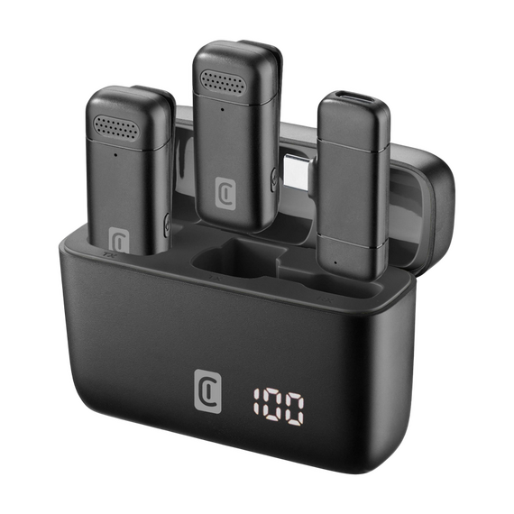 Microfon portabil pentru înregistrare vocală Cellularline Talk Pro, Fără fir/Cu fir, Negru, 3 image