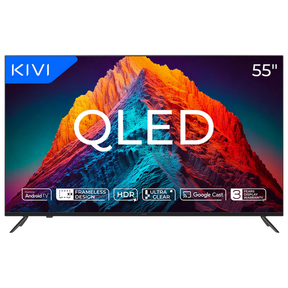 55" QLED SMART TV KIVI 55U770QB, 3840x2160 4K UHD, Android TV, Negru
