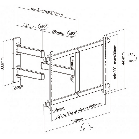 Suport de perete înclinat și pivotant Reflecta Plexo Premium 80-6040T, Alb, 5 image