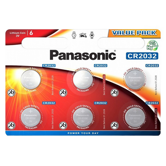 Baterii rotunde Panasonic CR-2032EL, CR2032, 6buc.