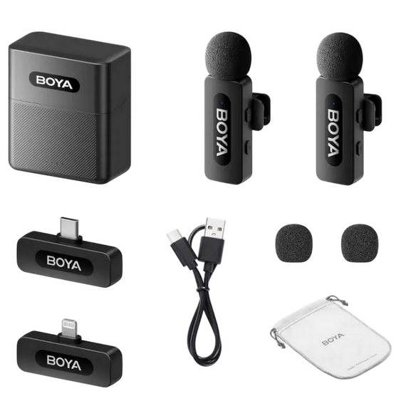 Microfon portabil pentru înregistrare vocală Boya BY-V3 Combo, Fără fir, Negru, 2 image