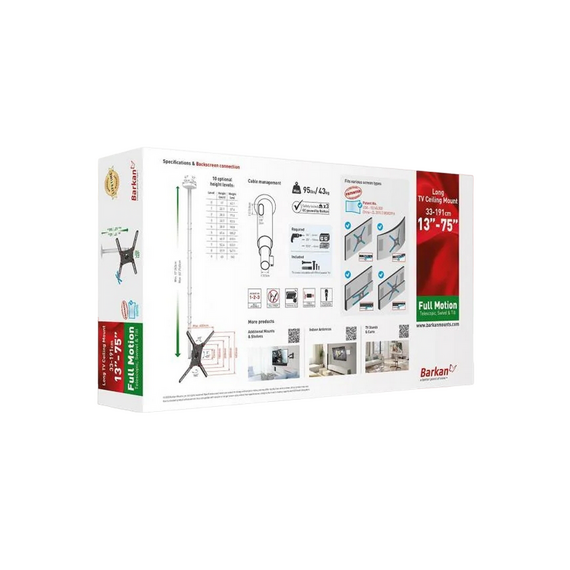 Suport TV tavan Full-motion BARKAN 4500L, Negru, 9 image