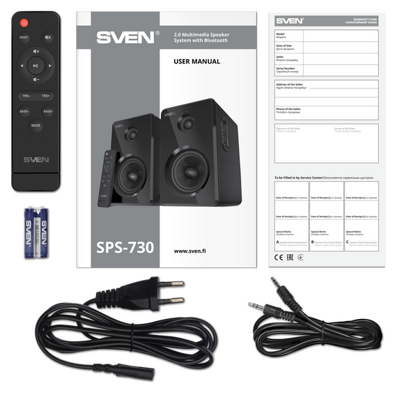 Sistem audio 2.0 CH SVEN SPS-730, Negru, 3 image