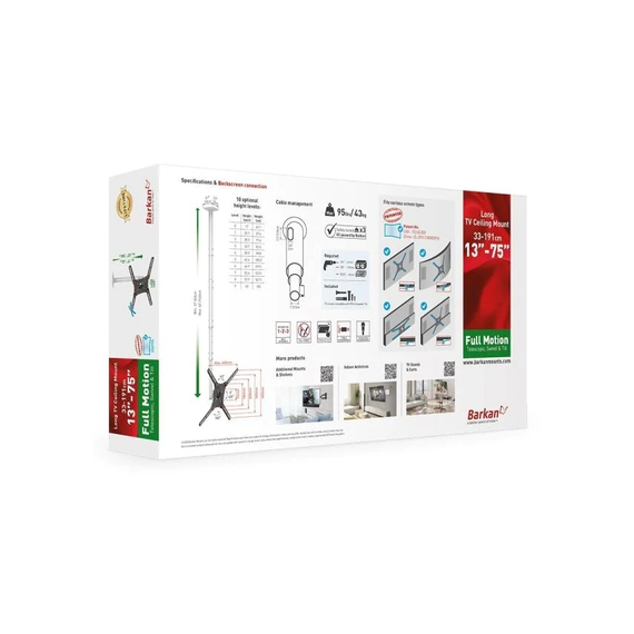 Suport TV tavan Full-motion BARKAN 4500L, Negru, 7 image