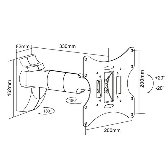 Suport TV pe perete Reflecta Flexo 40-200B, Negru, 4 image