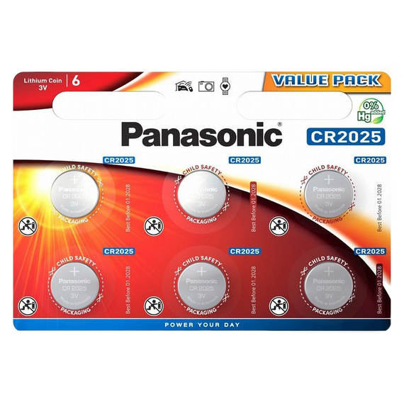 Baterii rotunde Panasonic CR-2025EL, CR2025, 6buc.