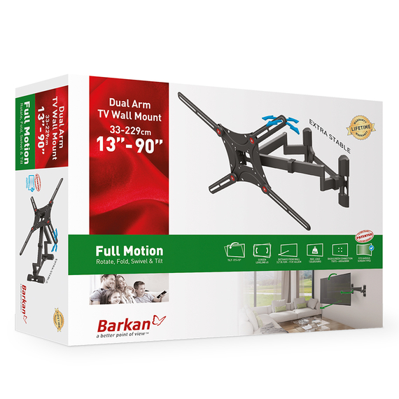 Suport TV de perete BARKAN BM464L, Negru, 8 image