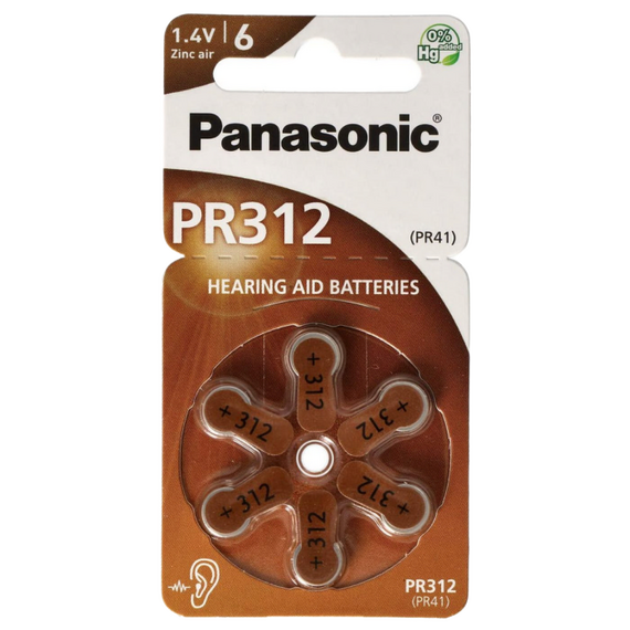 Baterii rotunde Panasonic PR-312, PR312 (PR41), 170mAh, 6buc.