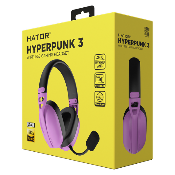 Căști gaming HATOR Hyperpunk 3, Fără fir, Cyber Violet, 2 image