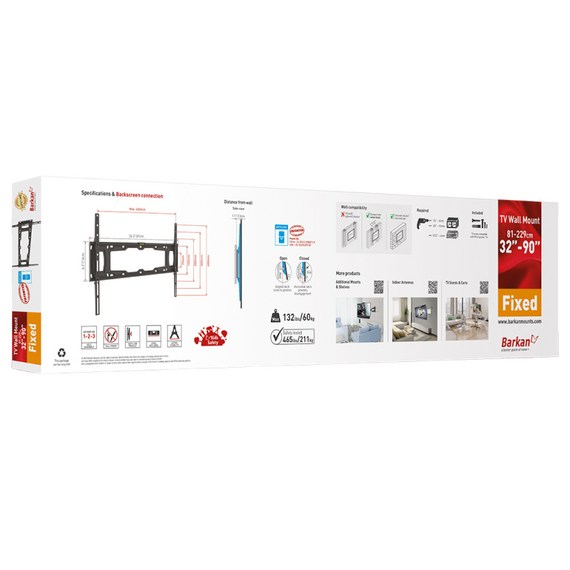 Suport fixat pe perete BARKAN E400+, Negru, 3 image