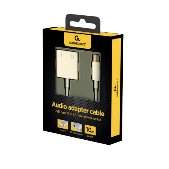 Audio Adaptor Cablexpert A-CM-3.5FP-01, USB Type-C (M) - 3.5mm 4-pin (F), 0,01m, Alb, 3 image