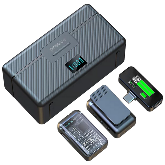 Microfon portabil pentru înregistrare vocală Proove Ripple, Fără fir/Cu fir, Negru, 2 image