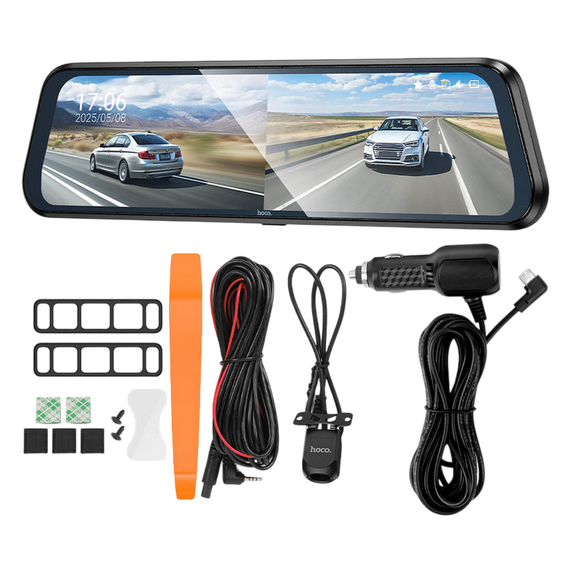 Set Dash Cam față și spate Hoco DV16, Negru, 3 image