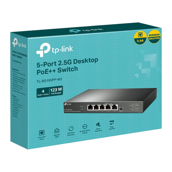 Comutator PoE TP-LINK TL-SG105PP-M2, 4x 802.3af/at/bt PoE++, 2 image