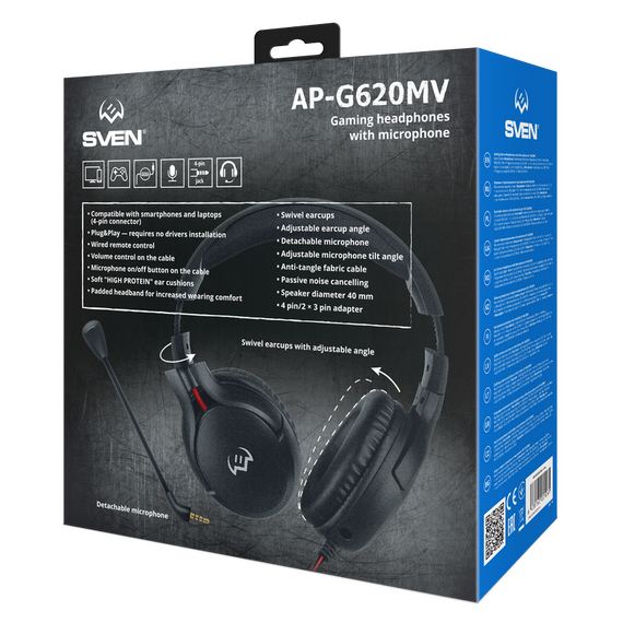Căști gaming SVEN AP-G620MV, Cu fir, Negru, 3 image