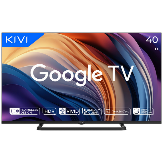 40" LED SMART TV KIVI 40F710QB +PULT!, 1920x1080 FHD, Google TV, Negru