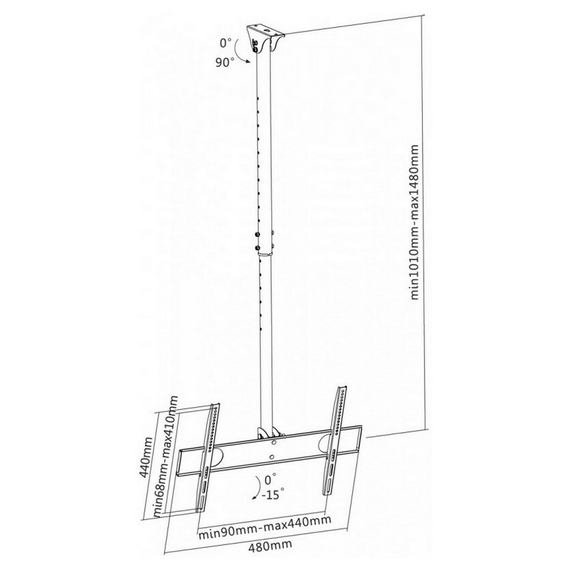 Suport TV tavan Full-motion Reflecta Pallas L, Negru, 2 image