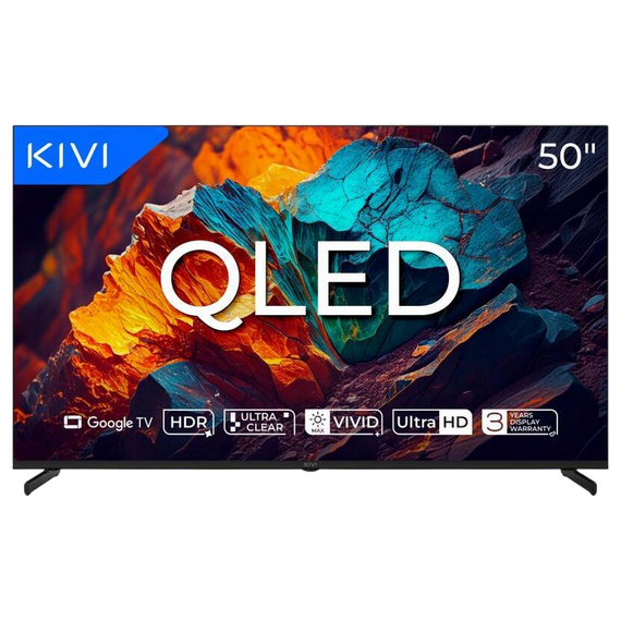 50" QLED SMART TV KIVI 50U720QB, 3840x2160 4K UHD, Google TV, Negru