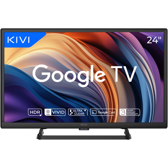 24" LED SMART TV KIVI 24H710QB, 1366x768 HD, Google TV, Negru