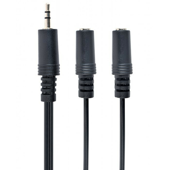Cablu audio Cablexpert CCA-415, 3.5mm 3-pin (M) - 2x 3.5mm 3-pin (F), 5m, Negru, 3 image