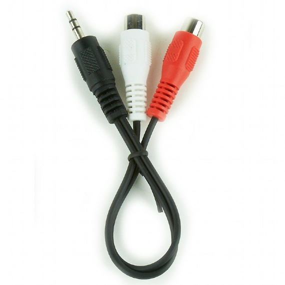 Audio Adaptor Cablexpert CCA-406, 3.5mm 3-pin (M) - 2x RCA (F), 0,2m, Negru, 2 image