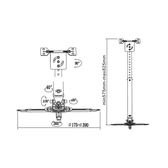 Suport pentru tavan Reflecta Vexus, Argintiu, 2 image