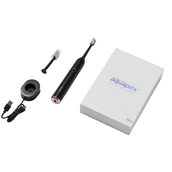 Periuța de dinți electrică sonică Aquapick AQ 102, Negru, 2 image