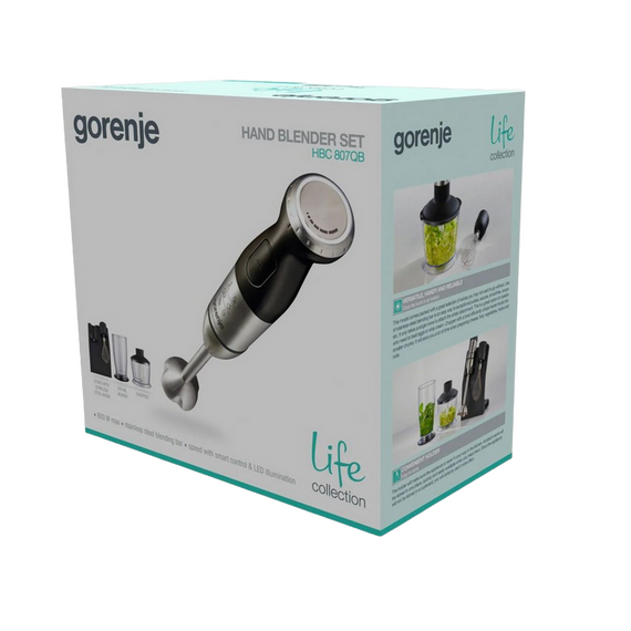 Blender de mână Gorenje HBC807QB, Negru Argintiu, 2 image