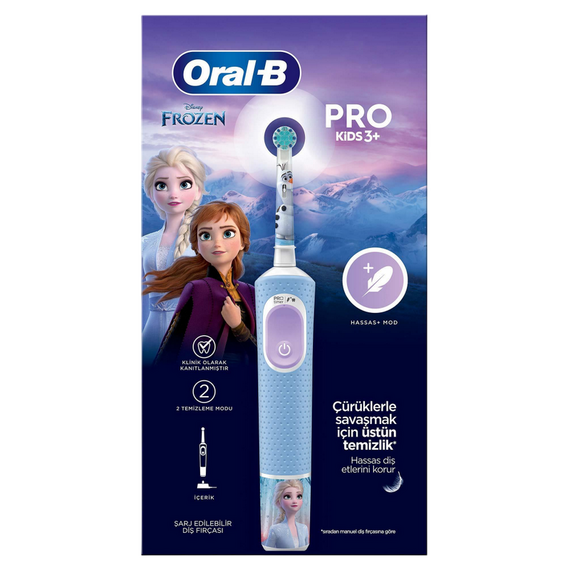 Periuță de dinți electrică Braun Oral-B Vitality PRO Kids Frozen, Albastru deschis, 2 image