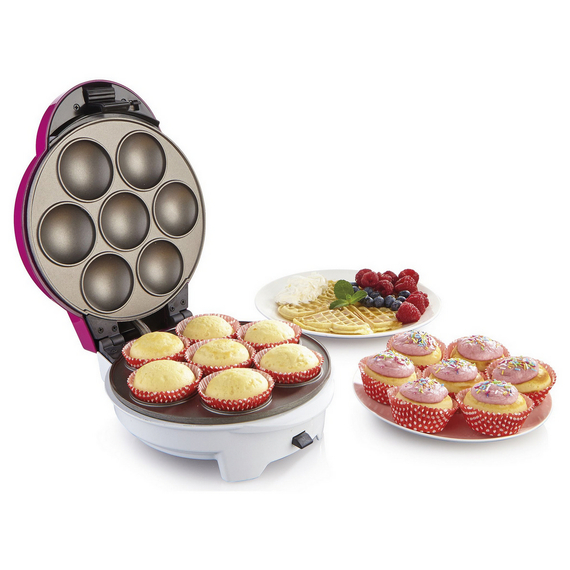 Aparat de preparat waffle Gorenje WCM702PW, Alb | Roz, 2 image